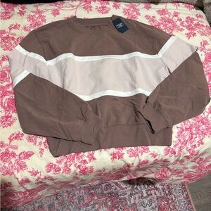 NWT Women’s Brown and Pink Striped Sweatshirt Abercrombie and Fitch Small